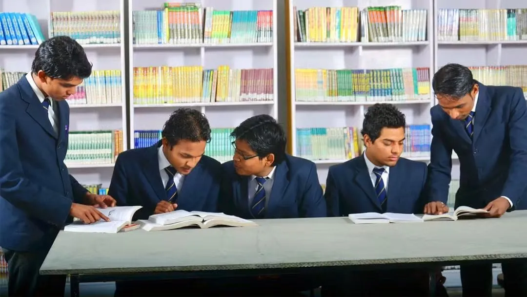 Students in the college library